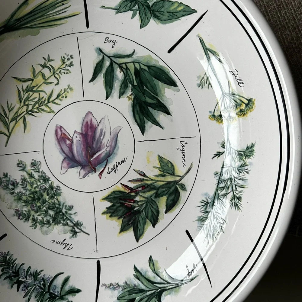 Williams Sonoma White and Green Botanical Dinnerware Bowl